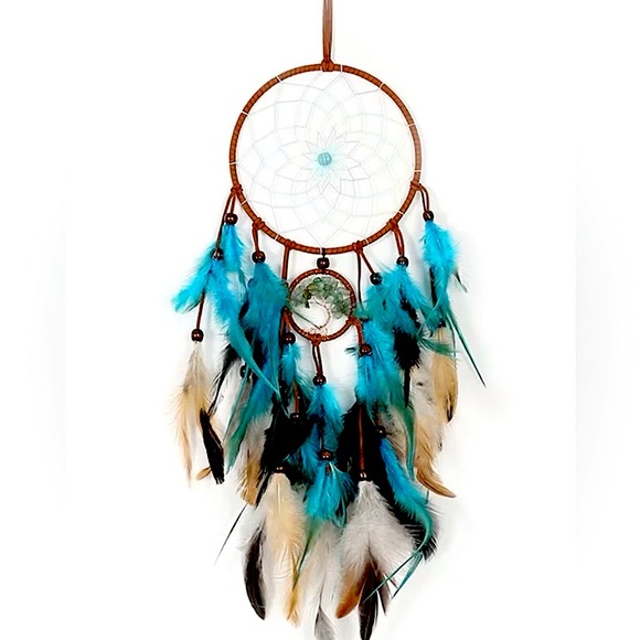 Gorgeous feathered Dreamcatcher with Tree of Life and sueded leather detailing - Picture 2 of 5